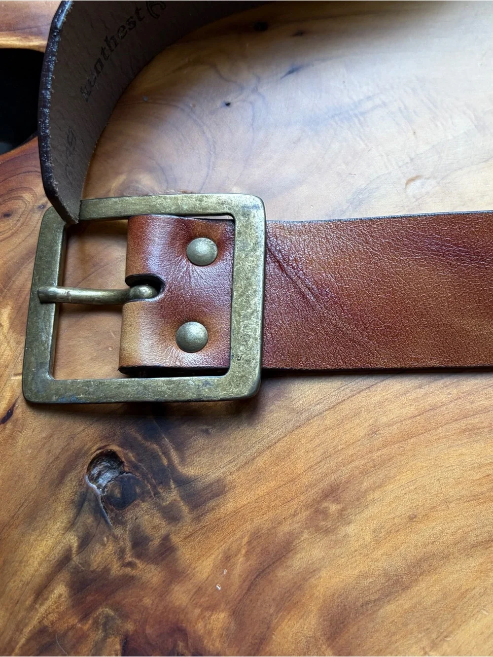 Handcrafted Brown Leather Belt with Turquoise & Coral Bead Accent